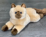 Realistic weighted Himalayan cat plush in lounging pose, brown paws and ears.”
