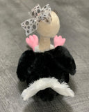 Weighted Ostrich Plush – 11" Sitting (2 lbs) • Black & White Bow