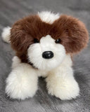 19" Fluffy brown and white spotted dog weighted stuffed animal for anxiety, ADHD, ASD, PTSD, dementia, sensory soothers.