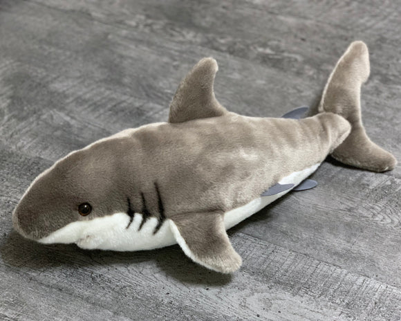 Gray and white 22-inch Great White shark weighted stuffed animal for anxiety, ADHD, PTSD, autism, Alzheimer's, Sensory Soothers.