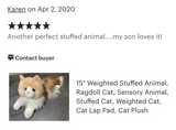 Weighted Ragdoll Cat Plush — 15" (Up to 3 lbs)