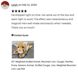 Weighted Mountain Lion (Cougar) Plush — 20" Ultra-Soft (Up to 4.5 lbs)