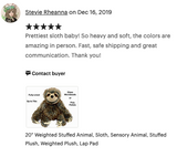 Weighted Sloth Plush — 20" Soft Big Hugs (Up to 8 lbs) 14” sitting