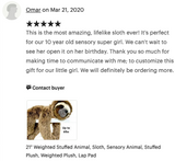 Weighted Sloth Plush — 21" Ultra-Soft & Huggable (Up to 6 lb)