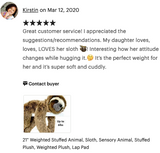 Weighted Sloth Plush — 21" Ultra-Soft & Huggable (Up to 6 lb)