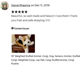 19" Weighted Corgi Plush (Up to 6 lbs)