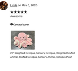 20-inch Weighted Octopus, up to 3lbs, Mauve Pink