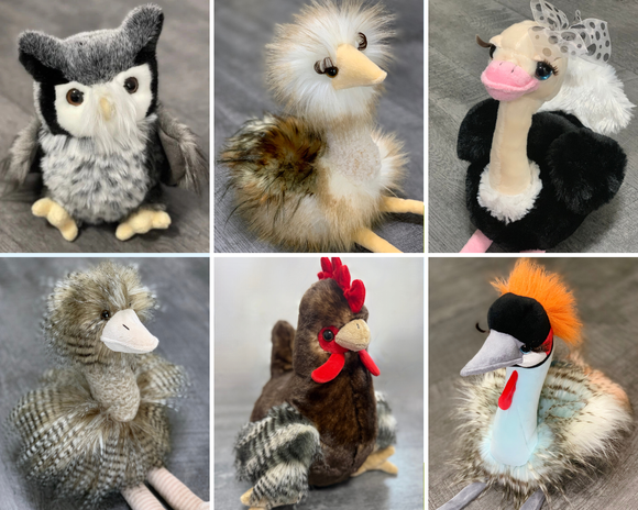 Collage of Weighted birds (up to 8 lb) from Sensory Soothers