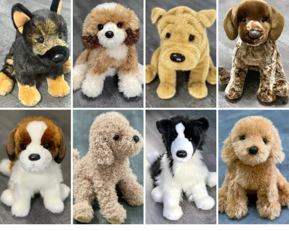 Collage of Weighted Small Dog Plush from Sensory Soothers in custom weights