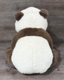 Back view of the 24-inch adjustable weighted panda plush with brown and cream ultra-soft faux fur.