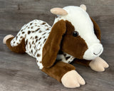 23-inch weighted goat plush with floppy ears, hand weighted up to 9 lbs for sensory comfort.