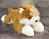 Weighted Pomsky plush, angled front view
