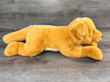 Weighted Golden Retriever stuffed dog, side view, laying position