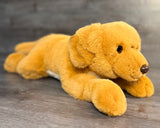 Weighted Golden Retriever plush, angled front view