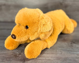 Soft weighted Golden Retriever plush with floppy body and paws