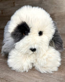 Weighted Sheepadoodle plush dog, front view, 22-inch, 7 lbs