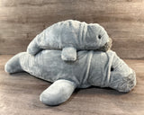 Matching Mama and Baby weighted manatee plush together showing the two available sizes