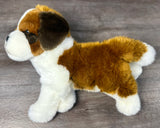 15-inch brown and white weighted St. Bernard plush, side view