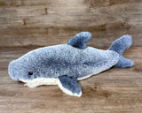 22-inch weighted shark plush with soft fins and tail, side view