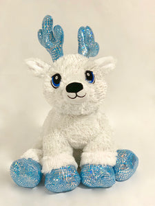DIY Weighted Plushie Kit, Reindeer with Blue Horns, 2.5lbs Glass Beads