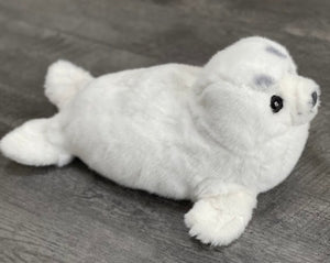 18" Realistic White Seal weighted stuffed animal for anxiety, ADHD, PTSD, autism, sensory soothers.