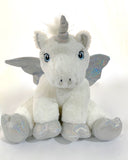 DIY Weighted Plushie Kit, White with Silver Unicorn, 2.5lbs Glass Beads