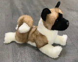 Realistic white, tan, and black Akita dog weighted stuffed animal for anxiety, ADHD, PTSD, ASD, dementia, sensory soothers. 