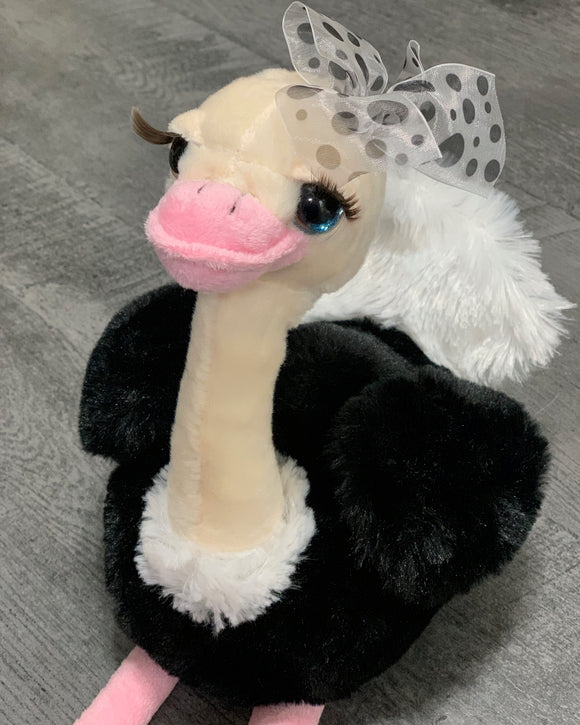 Black and white ostritch weighted stuffed animal for autism ADHD PTSD sensory soothers