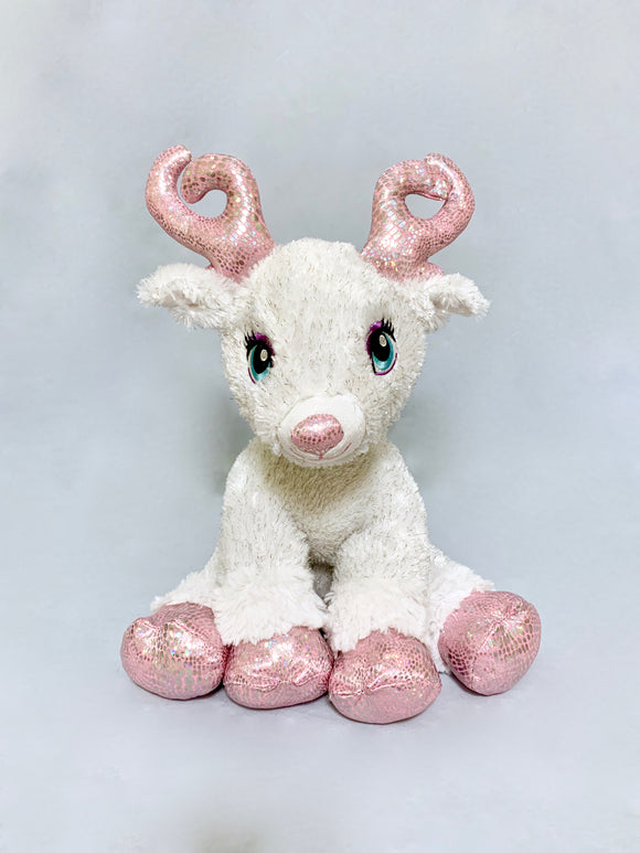 DIY Weighted Plushie Kit, Reindeer with Pink Horns, 2.5lbs Glass Beads