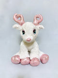 DIY Weighted Plushie Kit, Reindeer with Pink Horns, 2.5lbs Glass Beads