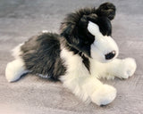 Realistic white and black border collie dog weighted stuffed animal for anxiety, Autism, PTSD, ADHD, sensory soothers.