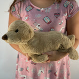 Tan Sea Lion weighted stuffed animal for anxiety, ADHD, PTSD, autism, sensory soothers.