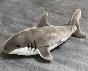 Gray and white 22-inch Great White shark weighted stuffed animal for anxiety, ADHD, PTSD, autism, Alzheimer's, Sensory Soothers.