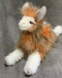 Feathery and sparkly llama weighted stuffed animal with long eyelashes for anxiety, ADHD, PTSD, autism, Alzheimer's, Sensory Soothers.