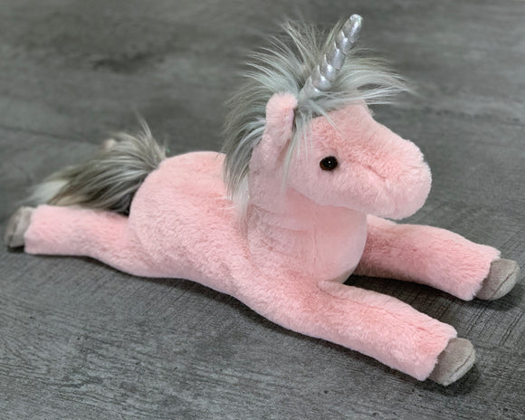 19-inch Baby-soft, mauve unicorn with silver mane weighted stuffed animal for anxiety, ADHD, PTSD, autism, Sensory Soothers.