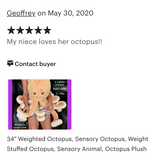 34-inch Weighted Octopus, up to 7lbs, Mauve Pink